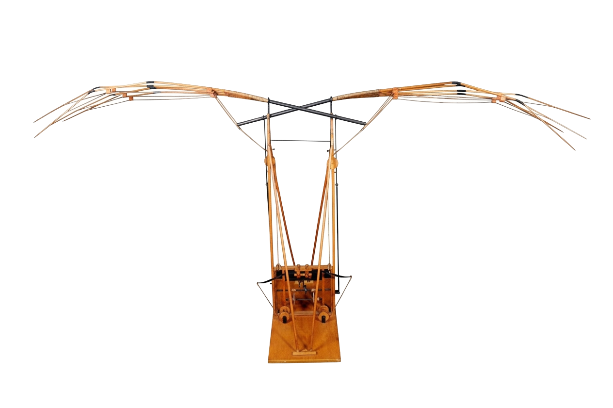 Leonardo da Vinci's flying machine — sketched ornithopter with bat-like wings