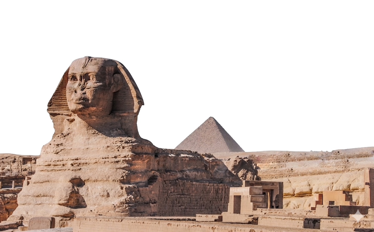 The Great Sphinx of Giza, weathered limestone, in profile