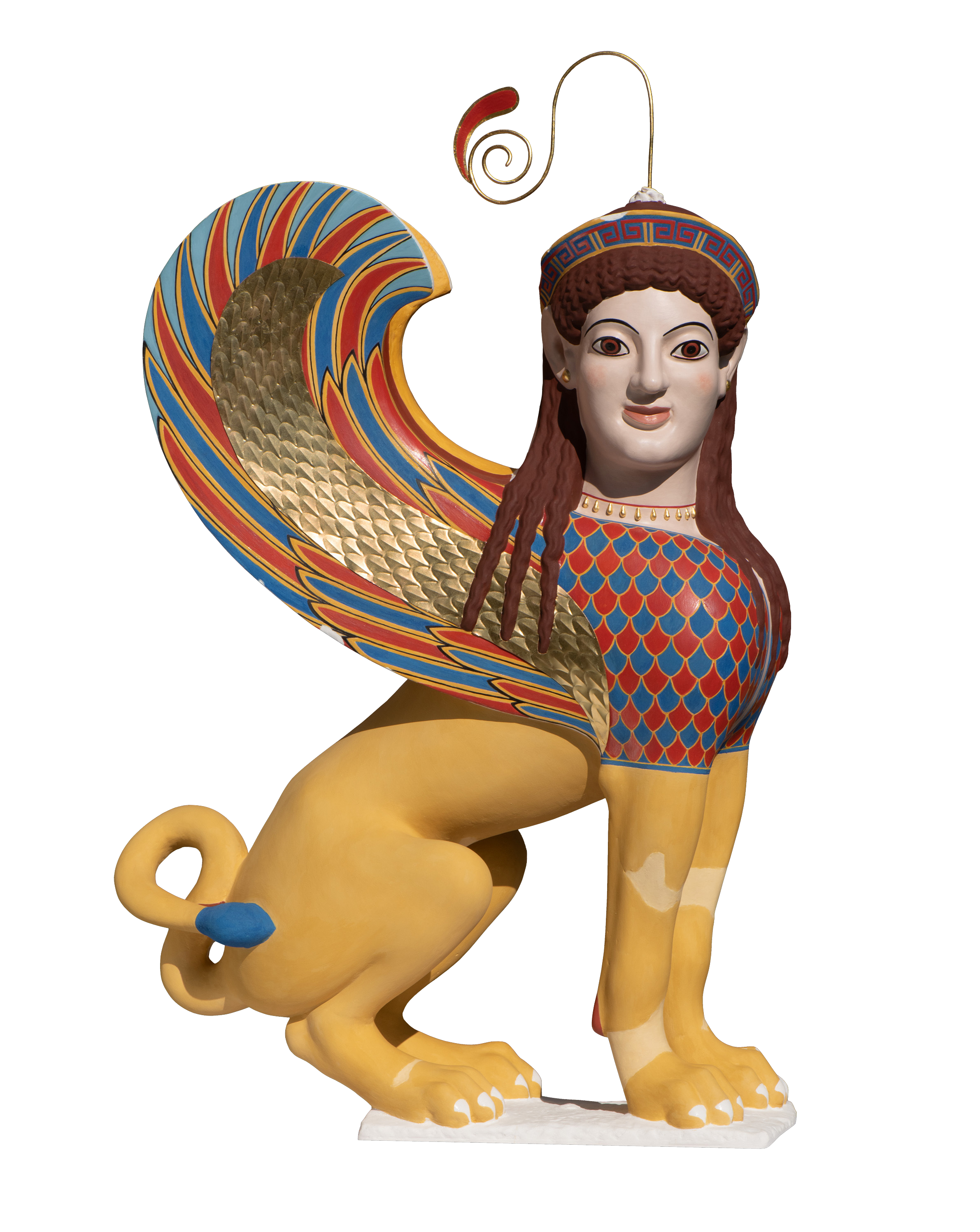 Polychrome reconstruction of an archaic Greek sphinx