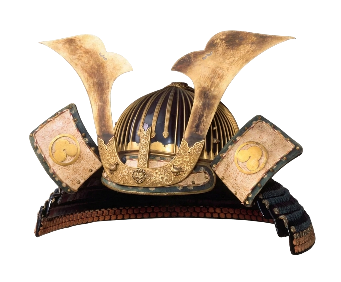 Japanese kabuto helmet with gold horns