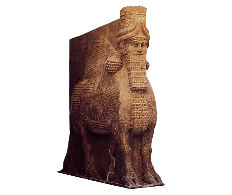 Assyrian Lamassu &mdash; winged bull with a human head